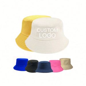 Design Outdoor Flat Top Wide Brim Summer Bucket <b>Hat</b> Embroidery Logo Fisherman Foldable Cotton Bucket <b>Hats</b> - Product Image 1