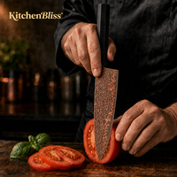 Couteau de chef en cuivre Damas personnalisé par KitchenBliss, acier plaqué VG10 de qualité supérieure, 57 couches, fabriqué à la main au Japon