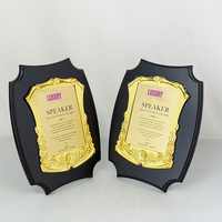 Plaque de certificat en bois personnalisée avec plaque dorée MH-FJ0202