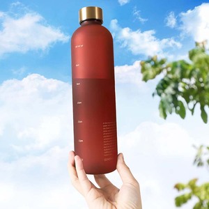 Botella de Agua Deportiva Motivacional, Libre de BPA, para Beber Directamente al Aire Libre, de Plástico Esmerilado con Escala de Tiempo, 1000 ml de Gran Capacidad - Product Image 1