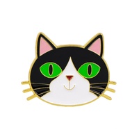 Lot de 5 épingles en émail rigide dorées, motifs chat mignon et visage de chaton de dessin animé, badges de revers pour sacs à dos et vêtements, cadeau Kawaii