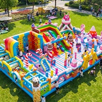 Parcours d'obstacles gonflable commercial Lilytoys Candy Monster avec toboggan aquatique, sauteur en PVC certifié CE