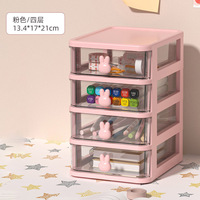 Boîte de rangement transparente en plastique pour tiroir de bureau, motif lapin de dessin animé, pour l'organisation de mini-papeterie