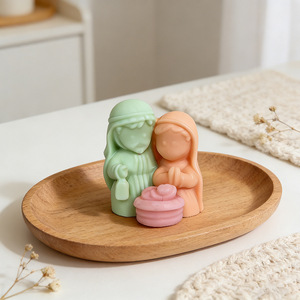 Stampo in silicone per candele in gesso a tema Sacra Famiglia, stile trio, per aromaterapia, fai da te, diffusore, ornamento in pietra, fusione in resina epossidica - Product Image 2