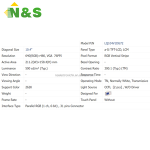 Nuevo Panel LCD TFT Industrial VGA Original de 10.4 Pulgadas 640*480 para HMI Industrial e Instrumentos de Medición Portátiles LQ104V1DG72 - Product Image 5