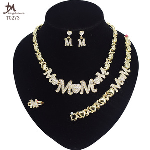 T0273 Madre <span class=keywords><strong>regalo</strong></span> di Giorno di alta qualità 18K gold-plated <span class=keywords><strong>MAMMA</strong></span> insieme dei monili - Product Image 1