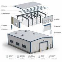 Bâtiment d'entrepôt agricole préfabriqué en structure acier avec atelier pour le stockage de machines agricoles, garantie 5 ans
