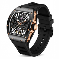 Reloj Mecánico Personalizado con Logotipo para Hombre, Esfera Transparente Luminosa, Caja de Acero Inoxidable, Correa de Silicona, Resistente al Agua 3ATM, MOQ Bajo