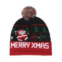 Cappello di Natale a LED caldo che illumina il cappello per le vacanze carino con fiocchi di neve di renna cappello rosso lavorato a maglia berretto di natale
