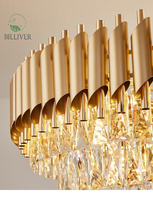 Lampes Suspendues pour Hôtel Chambre à Coucher Salon Or Noir Led Lustre Moderne en Cristal Éclairage