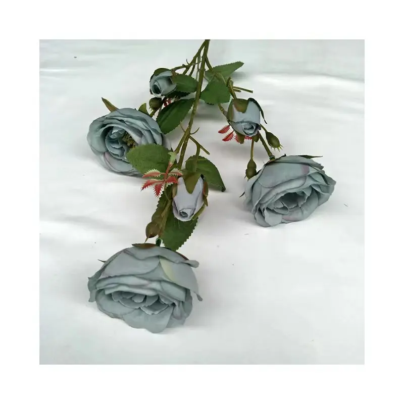 <span class=keywords><strong>शादी</strong></span> दुल्हन पकड़े पुष्प गुलदस्ता घर होटल मेज सजावट फूल 6 सिर चाय गुलाब कृत्रिम रेशम फूल गुलदस्ता