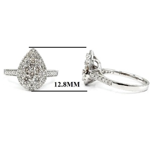 Chine Usine Design Élégant Haute Qualité 14k Or Blanc Massif Véritable Diamant Poire Forme Détaillée Cluster Bague de Fiançailles Pour Fille - Product Image 2