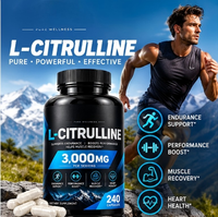 Capsules de L-Citrulline 3000mg à Marque Blanche OEM, 240 unités – Complément Alimentaire pour l'Endurance Sportive et la Récupération Musculaire chez l'Homme Adulte