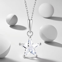 Collier en argent 925 pour femme, collier en argent sterling plaqué or avec zircone cubique, collier étoile mignon