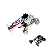 Klakson Mobil Dual-Tube Terintegrasi Pompa Elektrik Klakson Udara Relay 120dB Tingkat Suara Plastik 12V/24V Universal Cocok untuk 4-Arah Speaker Klakson