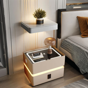 Comodino Intelligente Semplice e Moderno, Lussuoso Comodino Smart per Camera da Letto, Mobile in Legno Massello con Serratura - Product Image 1
