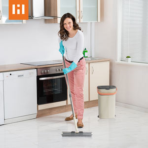 Ensemble seau et serpillière en acier inoxydable pour gain de place, essorage automatique, manche extensible, sans rinçage, microfibre antibactérienne - Product Image 4