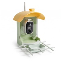 Mangeoire à oiseaux intelligente automatique avec caméra, alimentée par énergie solaire, étanche, en plastique, reconnaissance d'oiseaux par IA, utilisation en extérieur toute saison
