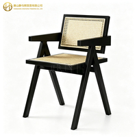 Fauteuil d'appoint en bois massif et rotin, style Wabi Sabi du milieu du siècle, pour hôtel, restaurant, café, salle à manger