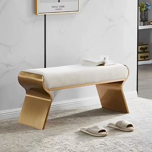 Ghế đôn phòng ngủ cao cấp phong cách hiện đại, ghế <span class=keywords><strong>sofa</strong></span> thư giãn phòng khách, ghế băng bọc da thép không gỉ - Product Image 5