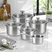 Lot de 10 casseroles en acier inoxydable 304 de haute qualité pour la cuisson, ensemble de marmites à soupe et faitouts robustes