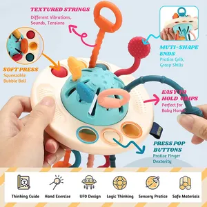 UFO Fun Baby Bite Toys Exercice Baby Finger Pull Hand Fine Action Toys