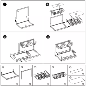<span class=keywords><strong>Organisateur</strong></span> de <span class=keywords><strong>cuisine</strong></span> en forme de L à 2 niveaux, coulissant, en acier au carbone, pour sous l'évier - Product Image 6