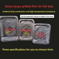 Boîte à lunch jetable en aluminium épais, rectangulaire, pour poisson grillé, emballage commercial à emporter, capacité de 4900 ml, vente en gros
