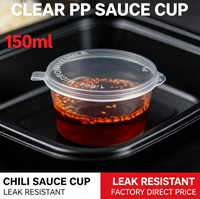Gobelet jetable en plastique PP transparent avec couvercle, petit récipient à condiments 12oz, boîte à sauce à emporter, vente directe usine