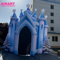 Château gonflable tunnel sur le thème de la neige de 6 m de haut pour fête d'anniversaire, festival en plein air, arche de château gonflable