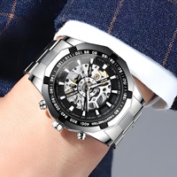 Montre mécanique de luxe pour homme de qualité supérieure, design squelette doré vintage avec mouvement mécanique, montre-bracelet pour homme