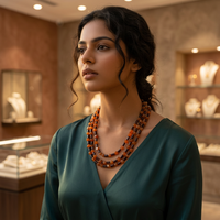 Collier multi-rangs pour femme en or 14 carats et diamants avec grenat et ambre, chaînes religieuses tendance, bijoux cadeau