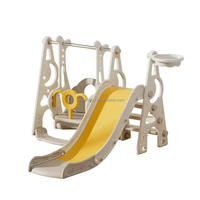 VSUCH Ensemble de jeu 3 en 1 pour enfants : toboggan, balançoire et escalier d'escalade, toboggan extra long pour salle de jeux et maison
