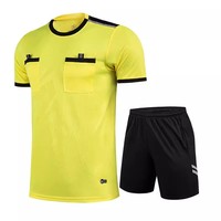 Seragam Wasit Sepak Bola Set Musim Panas Jersey Poliester Lengan Pendek untuk Wasit Perlengkapan Profesional untuk Pertandingan Sepak Bola dan Latihan