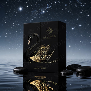 Boîte à parfum ABOLAND, rigide, noire, avec motif cygne en feuille d'or, 100 ml, eau de parfum, emballage cosmétique, boîte cadeau haut de gamme - Product Image 2