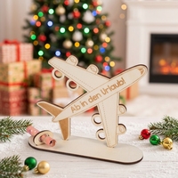 HOLDLEAF Petite boîte à monnaie en bois originale en forme d'avion pour anniversaire - Cadeau de voyage pour femmes et hommes