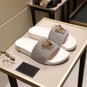 2026 Women Luxury Rhinestone Medusa Inspired Slides Black <b>Gold</b> Metal Decor Designer Flat Slippers Summer Beach Sandals - Product Image 2
