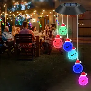 Trang trí Giáng sinh không thấm nước ngoài trời Santa LED Patio vườn năng lượng mặt trời gió chuông ánh sáng Patio vườn