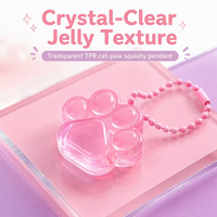 Porte-clés triple patte de chat souple en TPR transparent, jouet anti-stress rebondissant, mini breloque pour filles et adultes, vente en gros