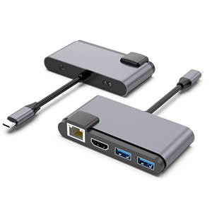 Loại C Để USB3.0 * 2 + HDMI + RJ 45 + Âm Thanh + USB-C Chuyển Đổi PD 6 Cổng Adapter 6-Trong-1 USB 3.0 C Hub Docking Station - Product Image 1