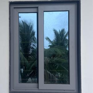 방풍 현대 디자인 맞춤형 알루미늄 수평 슬라이딩 창 이중 강화 유리 모기장 단열 - Product Image 1