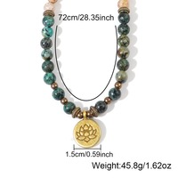 Bohême Pierre Naturelle Collier Dainty Image Jaspe Africain Turquoise Collier De Perles Énergie De Guérison Lotus Charme Chapelet pour Hommes