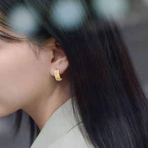 Dylam High Jewelry Rhodium 18K Gold Plated Brushed Surface 925 Sterling <b>Silver</b> 5A Zirconia <b>Clip</b>-on Stud Earrings for Women - Product Image 5