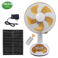Ventilateur de table solaire portable 12V rechargeable avec panneau, lecteur de musique intégré