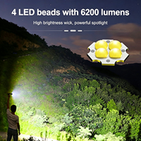 Linterna LED de Alta Potencia de 4 LED y 6200 Lúmenes, Linterna Fluorescente para Camping, Recargable, Potente, Táctica, EDC
