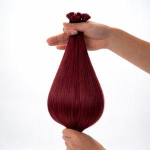 Extensiones de Cabello Liso Brasileño Borgoña de Punta Plana, Cabello Humano Remy Teñido de Una Sola Capa, Cutícula Completamente Alineada, Larga Duración - Product Image 4