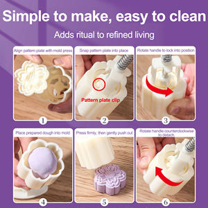 5 moules à gâteaux de lune <span class=keywords><strong>Sakura</strong></span>, presse à biscuits personnalisée, tampon à gâteau, moule à gâteaux de lune en plastique de qualité alimentaire avec poignée - Product Image 6