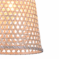 Lámpara Colgante Lovisa de 30 CM con Marco de Bambú y Acero, Diseño Moderno para Hogar u Oficina, Elegante Lámpara de Techo de Instalación Superficial con Interruptor