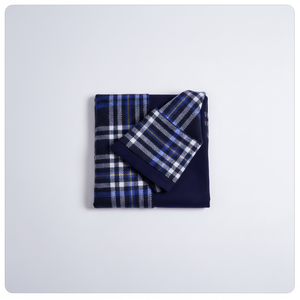 Exve Exclusive AE3473 <b>Navy</b> <b>Blue</b> & Yellow Taratar Plaid Square Pattern Wool Winter Double-Sided Knitted <b>Shawl</b> From Turkey - Product Image 2