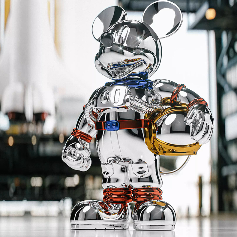 Plated Mickey Astronaut Sculpture - Customized Home Decor